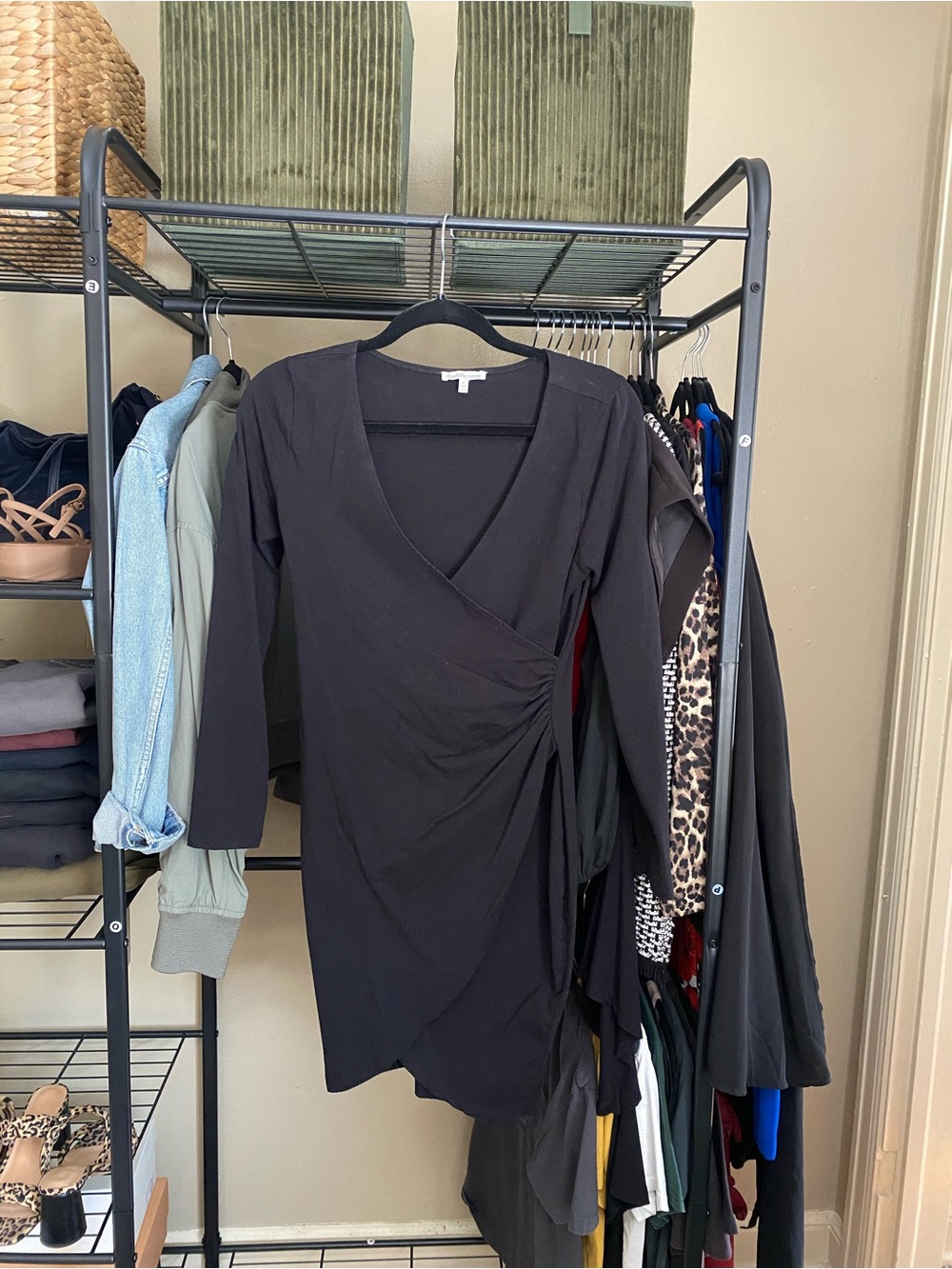 Charlotte Russe Black Long Sleeve Wrap Dress